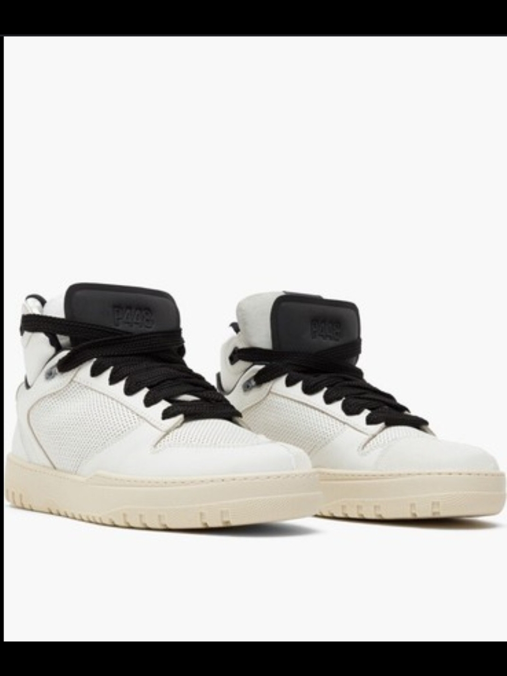 P448 Marvin Plus high-top sneakers in white leather with a perforated toe